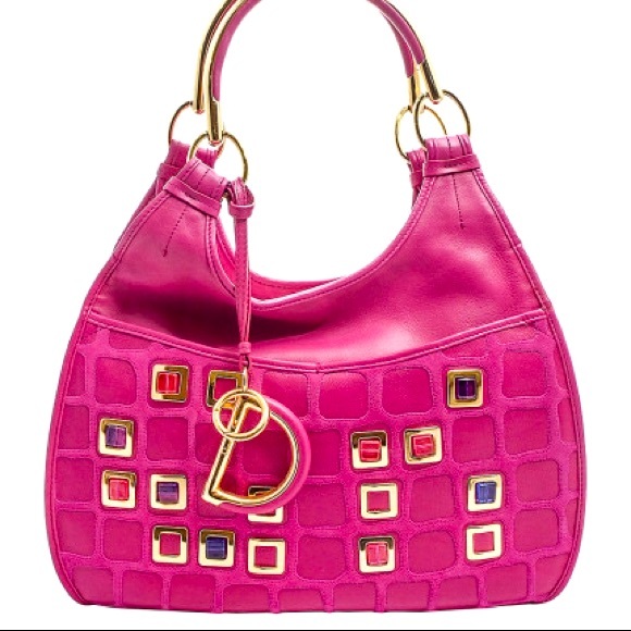 CHRISTIAN DIOR 61 Bejeweled Hobo Bag.(Hot Pink) - Picture 1 of 9